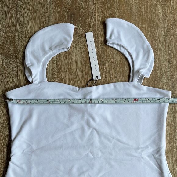 Susana Monaco Ruffle Tank Bodysuit in Sugar Size L - Picture 3 of 6